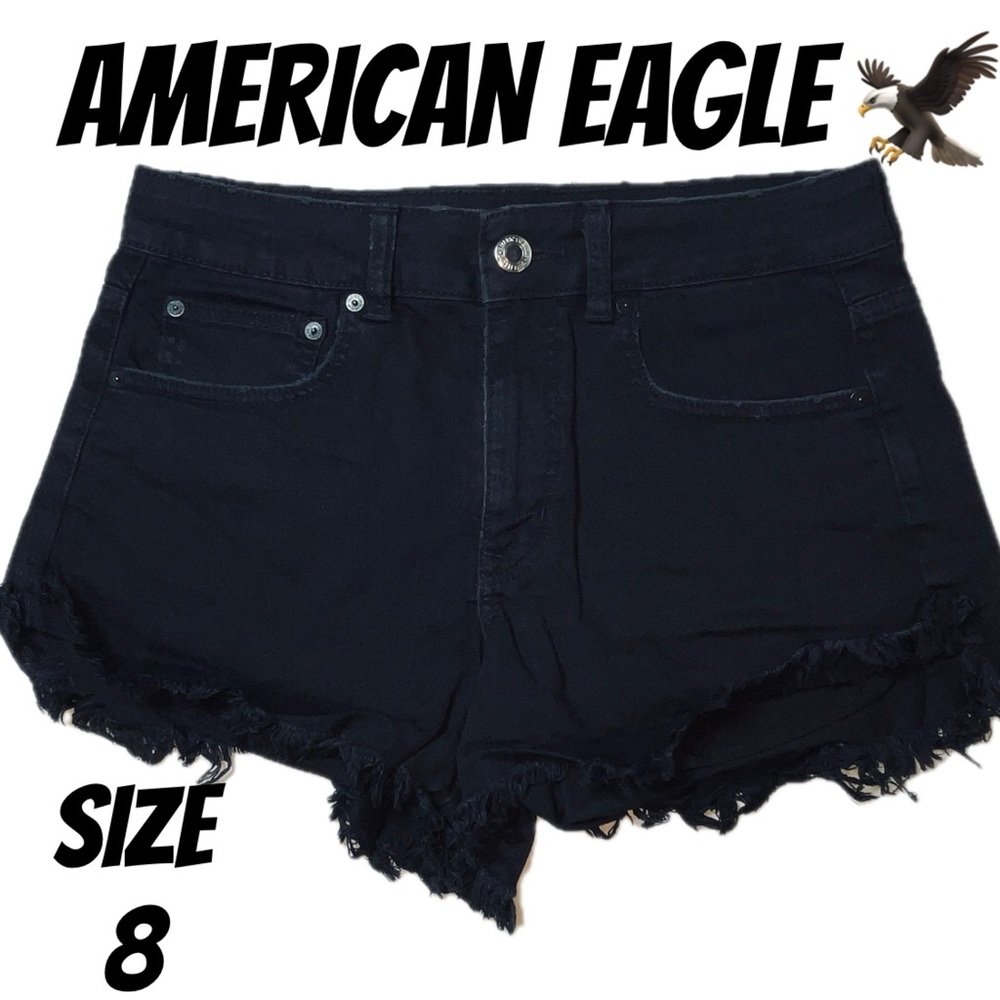 AMERICAN EAGLE BLACK DENIM SHORTS SIZE 8 NWOT